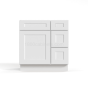 Shaker White - Vanity Sink Base - 33"W x 34-1/2"H x 21"D - Single Door, 3 Right DRW