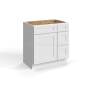 Shaker White - Vanity Sink Base - 33"W x 34-1/2"H x 21"D - Single Door, 3 Right DRW