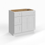 Shaker White - Vanity Sink Base - 36"W x 34-1/2"H x 21"D - Single Door, 3 Left DRW
