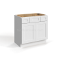Shaker White - Vanity Sink Drawer Base Cabinet - 36"W x 34-1/2"H x 21"D - 2 Drawers, Double Doors