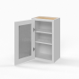 Shaker White - Wall Glass Door Cabinet - 15"W x 30"H x 12"D - Single Door - 2 Shelves