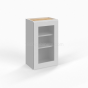 Shaker White - Wall Glass Door Cabinet - 15"W x 30"H x 12"D - Single Door - 2 Shelves