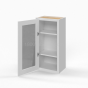 Shaker White - Wall Glass Door Cabinet - 15"W x 36"H x 12"D - Single Door - 2 Shelves