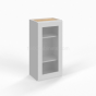 Shaker White - Wall Glass Door Cabinet - 15"W x 36"H x 12"D - Single Door - 2 Shelves