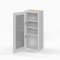 Shaker White - Wall Glass Door Cabinet - 15"W x 42"H x 12"D - Single Door - 3 Shelves