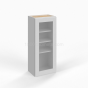Shaker White - Wall Glass Door Cabinet - 15"W x 42"H x 12"D - Single Door - 3 Shelves