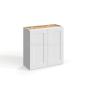 Shaker White - Wall Cabinet - 24"W x 30"H x 12"D - Double Doors - 2 Shelves