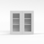 Shaker White - Wall Glass Door Cabinet - 24"W x 30"H x 12"D - Double Doors - 2 Shelves
