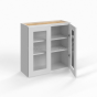 Shaker White - Wall Glass Door Cabinet - 24"W x 30"H x 12"D - Double Doors - 2 Shelves