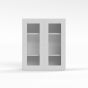 Shaker White - Wall Glass Door Cabinet - 24"W x 36"H x 12"D - Double Doors - 2 Shelves