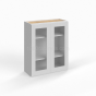 Shaker White - Wall Glass Door Cabinet - 24"W x 36"H x 12"D - Double Doors - 2 Shelves