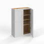 Shaker White - Wall Cabinet - 24"W x 42"H x 12"D - Double Doors - 3 Shelves