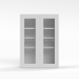 Shaker White - Wall Glass Door Cabinet - 24"W x 42"H x 12"D - Double Doors - 3 Shelves