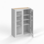 Shaker White - Wall Glass Door Cabinet - 24"W x 42"H x 12"D - Double Doors - 3 Shelves