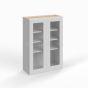Shaker White - Wall Glass Door Cabinet - 24"W x 42"H x 12"D - Double Doors - 3 Shelves