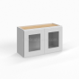 Shaker White - Wall Glass Door Cabinet - 30"W x 18"H x 12"D - Double Doors