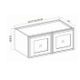 Slim White Oak - Wall Glass Door Cabinet - 24"W x 18"H x 12"D - Double Doors