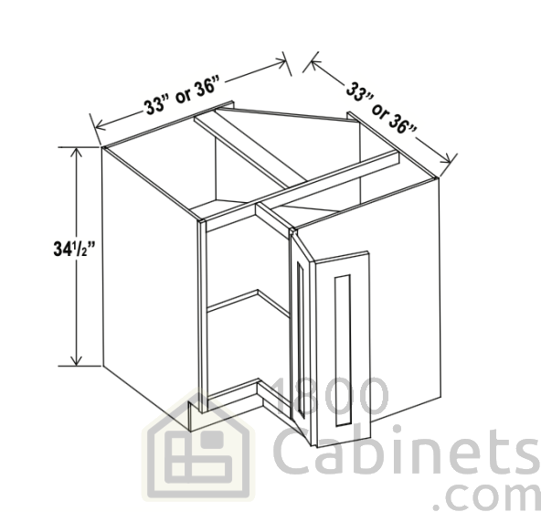Rustic Wood - Easy Reach Base Cabinet - 36"W x 34-1/2"H - Single Door