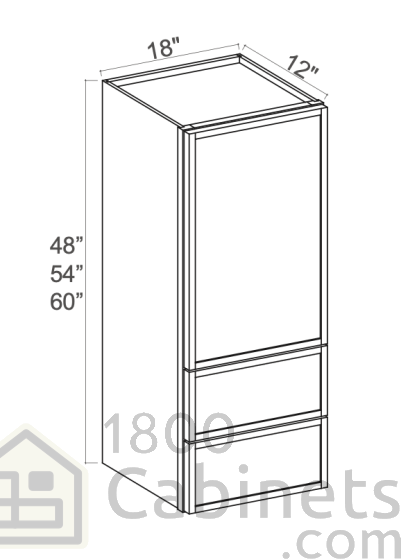 Slim Amber Oak - Wall With Drawer Cabinet - 18"W x 54"H x 12"D - Single Door, Double Drawers - 2 Shelves