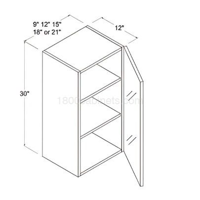 Crystal Glass - Wall Cabinet - 15"W X 30"H X 12"D - Single Door - 2 Shelves