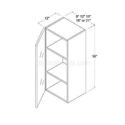 Crystal Glass - Wall Cabinet - 15"W X 36"H X 12"D - Single Door - 2 Shelves