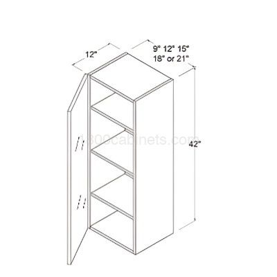 Crystal Glass - Wall Cabinet - 15"W X 42"H X 12"D - Single Door - 3 Shelves