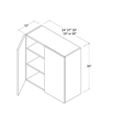 Crystal Glass - Wall Cabinet - 27"W X 30"H X 12"D - Double Doors - 2 Shelves