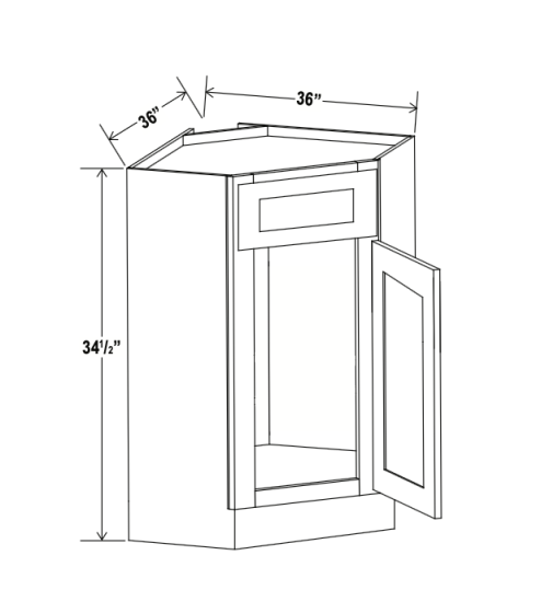 Treasure Chest - Corner Sink Base - 36"W x 34-1/2"H x 24"D