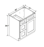Shaker Espresso - Vanity Sink Base - 30"W x 34-1/2"H x 21"D - Single Door, 3 Left DRW