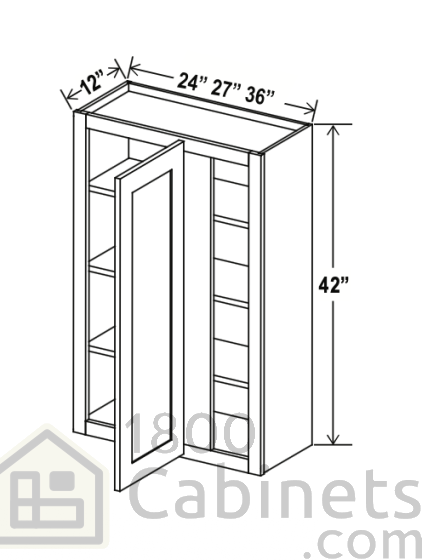 Sage Breeze - Wall Blind Corner Cabinet - 27"W x 36"H x 12"D - Single Door - 3 Shelves