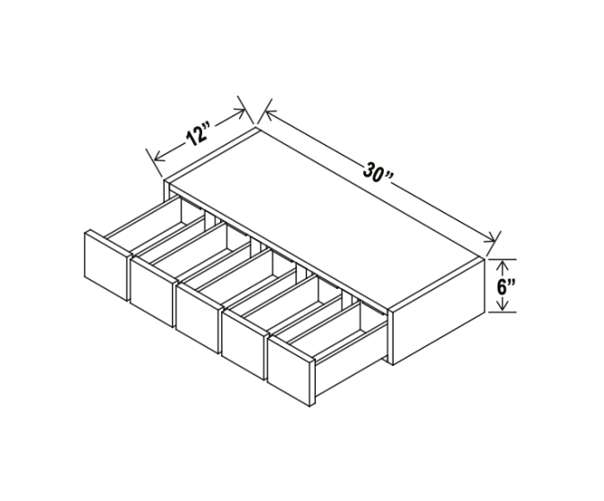 Aspen White - Wall Spice Drawer - 30"W x 6"H x 12"D