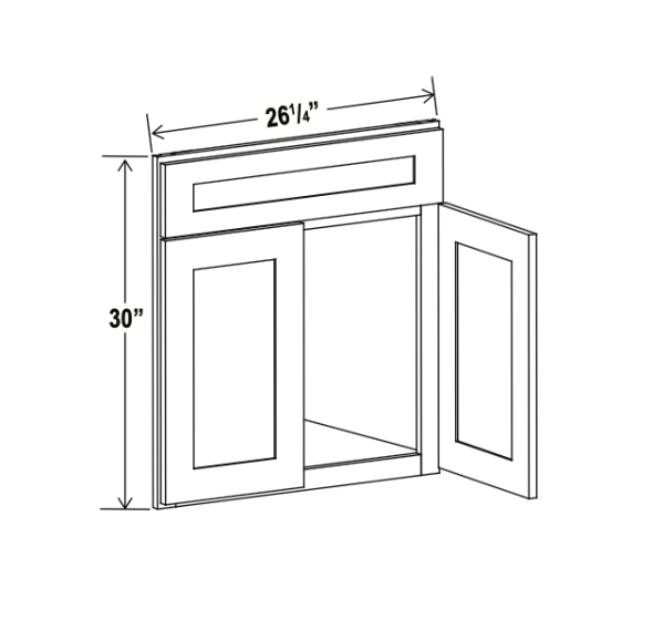 Shaker White - Corner Sink Base Front - 26-1/4"W x 30"H - for use with SBF4242