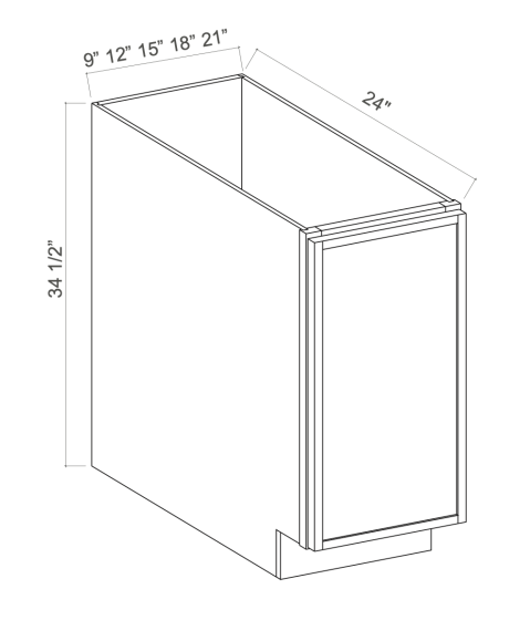 Slim Dove White - Base Cabinet - Full Height Door - 21"W x 34-1/2"H x 24"D - Single Door, 1 Shelf