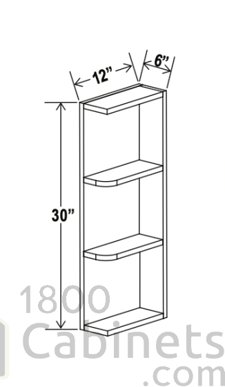 Rustic Wood - Wall End Shelf - 6"W x 30"H x 12"D - 2 Shelves
