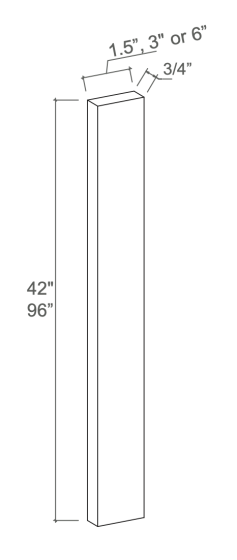 Slim White Oak - Tall Filler - 1.5"W x 96"H x 3/4"D