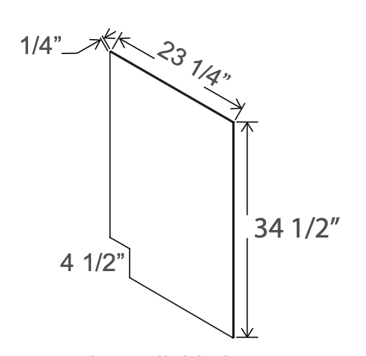 Slim Aston Green - Base Skin Veneer Panel - 23-1/4"W x 34-1/2"H x 1/4"D
