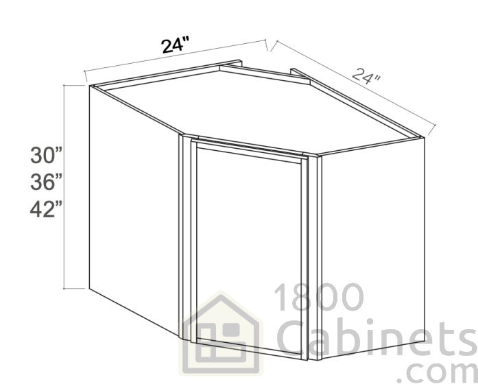 Slim Iron Black - Wall Diagonal Corner Cabinet -  24"W x 36"H x 12"D - Single Door - 2 Shelves