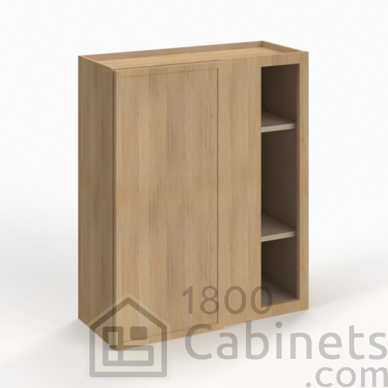 Slim White Oak - Wall Blind Corner Cabinet - 27"W x 42"H x 12"D - Single Door - 3 Shelves