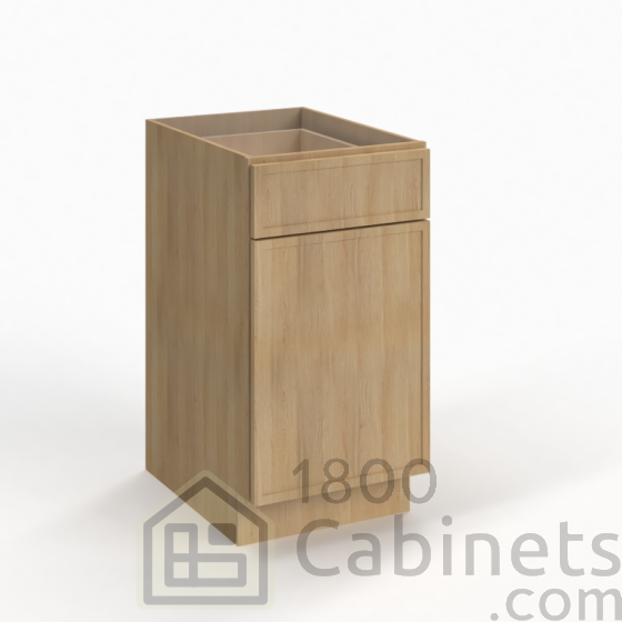 Slim White Oak - Base Cabinet - 12"W x 34-1/2"H x 24"D - Single Door, Single Drawer, 1 Shelf