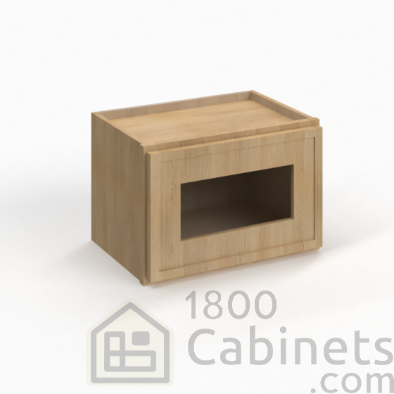 Slim White Oak - Wall Glass Door Cabinet - 18"W x 15"H x 12"D - Single Door