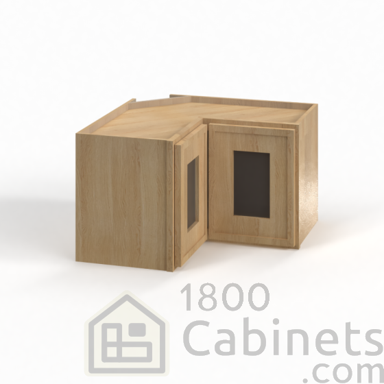 Slim White Oak - Easy Reach Wall Glass Door Cabinet - 24"W x 18"H x 12"D