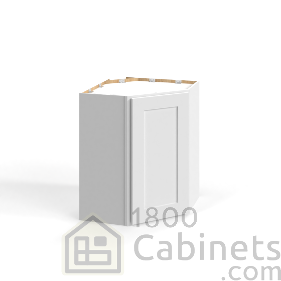 Shaker White - Wall Diagonal Corner Cabinet - 24"W x 42"H x 12"D - Single Door - 3 Shelves