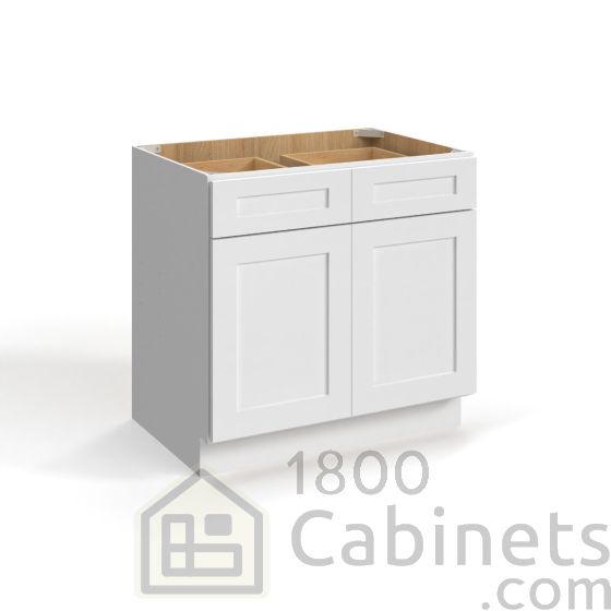 Shaker White - Vanity Sink Base Cabinet - 33"W x 34 1/2"H x 21"D