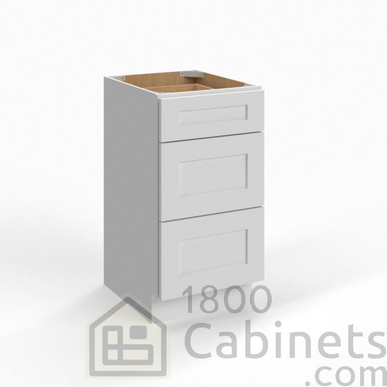 Shaker White - Vanity Drawer Base Cabinet - 21"W x 34 1/2"H x 21"D - 3 Drawers
