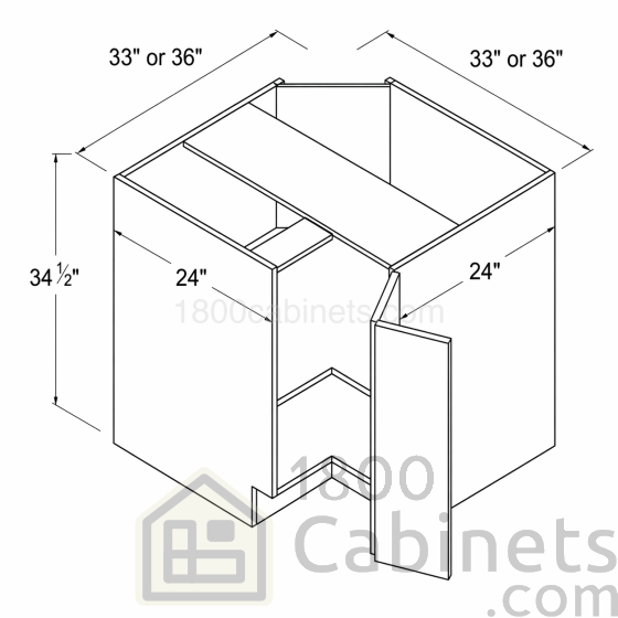 High Glossy White - Easy Reach Base Cabinet - 33"W X 34 1/2"H X 24"D - Double Doors - 1 Shelf