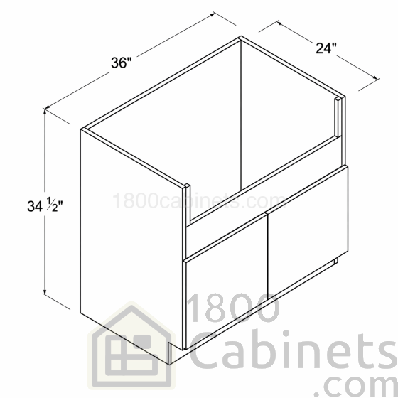 High Glossy Gray - Farm Sink Base - 36"W X 34 1/2"H X 24"D - Double Doors