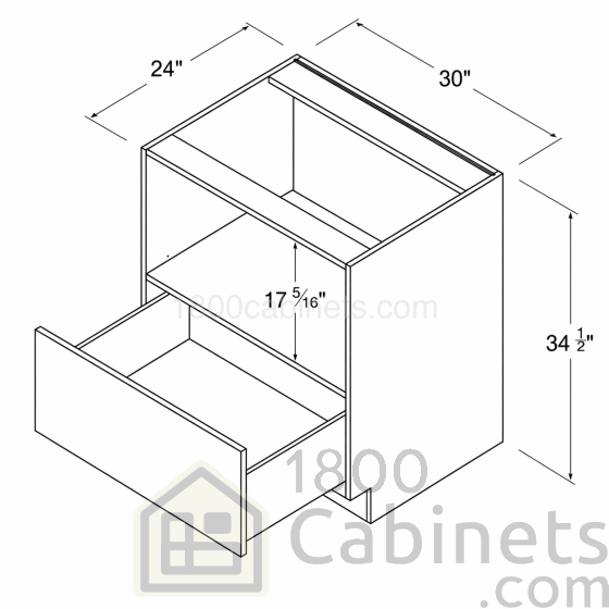Oak Shade - Microwave Base Cabinet - 30"W X 34 1/2"H X 24"D - 1 Drawer