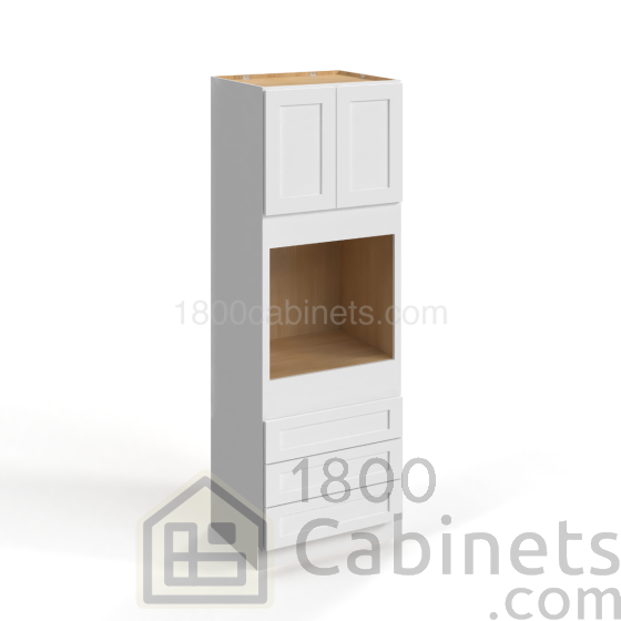 Shaker White - Oven Cabinet - 30"W x 90"H X 24"D - Double Doors, 3 Drawers, 1 Shelf