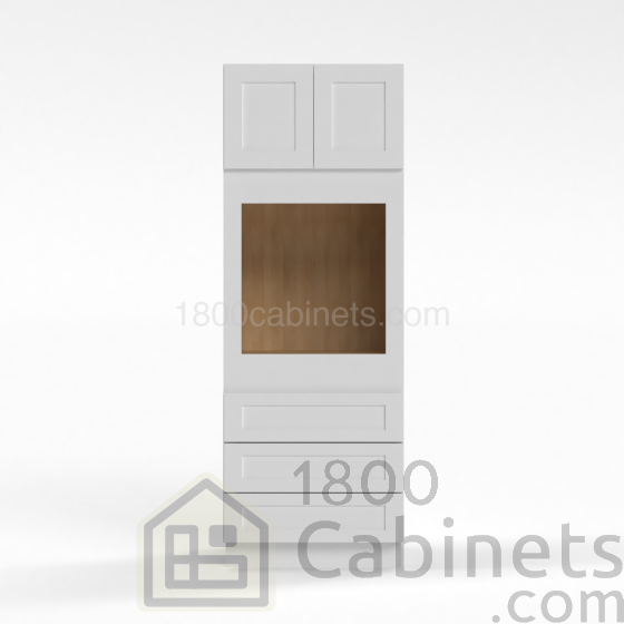 Shaker White - Oven Cabinet - 33"W x 84"H X 24"D - Double Doors, 3 Drawers, 1 Shelf