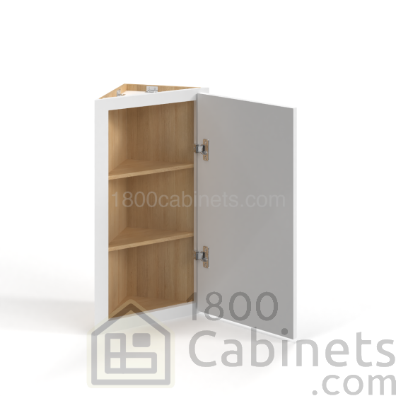 Shaker White - Angle Wall Cabinet - 12"W x 30"H x 12"D - Single Door - 2 Shelves